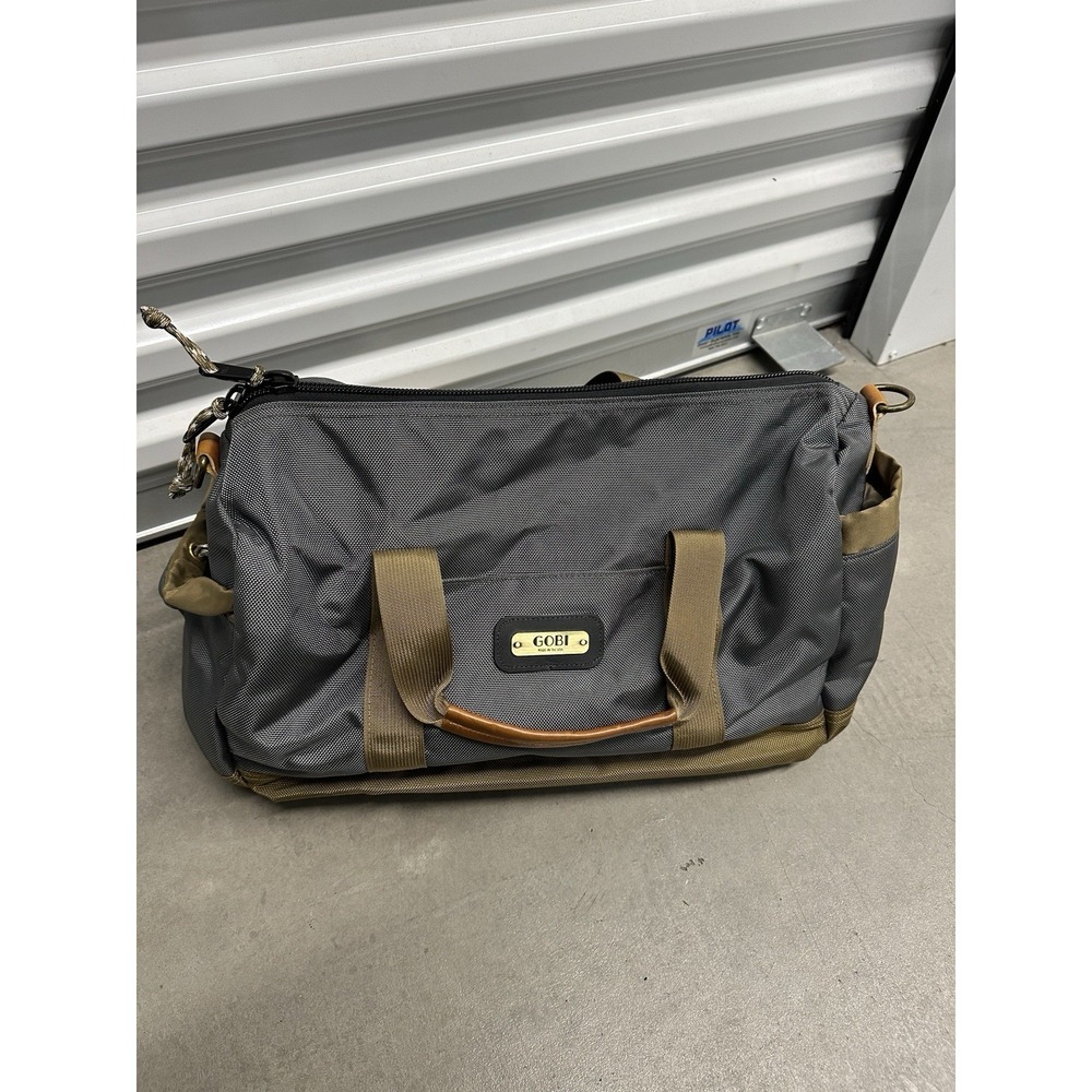 GOBI Duffel Bag Graphite Tan Webbing USA Made Ballistic Nylon Leather